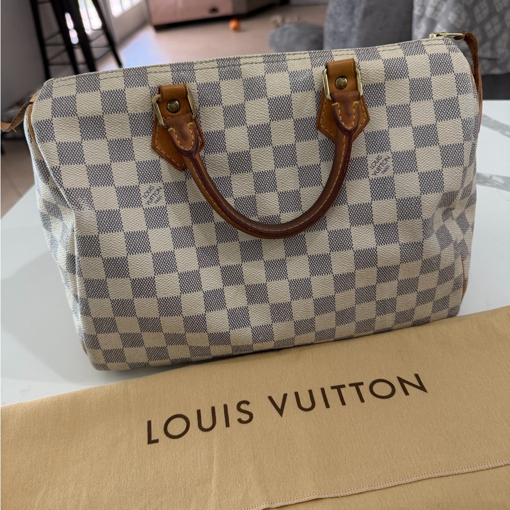 Louis Vuitton Damier Azur Satchel - Gray and Cream
